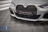 Spoiler Maxton Design versiunea 3 potrivit pentru bara frontala M la BMW Seria 4 Gran Coupe G26 dupa 2021, lac negru Performance AutoTuning