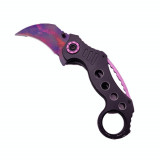 Cutit Karambit cu Tais, Sistem Prindere Curea, Inel, Curbat, Multicolor, 19 cm