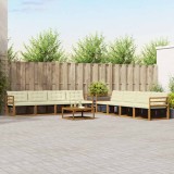 vidaXL Set de canapele de exterior cu pernă 9 pcs Natural și Crem 3369301