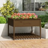 Cumpara ieftin Jardinieră cu raft maro miere 111,5x111,5x81 cm lemn masiv pin