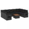 Set canapele de gradina cu perne, 10 piese, negru, poliratan