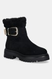 Steve Madden cizme din piele &icirc;ntoarsă pentru copii Lodge culoarea negru, cu toc plat, 11004980