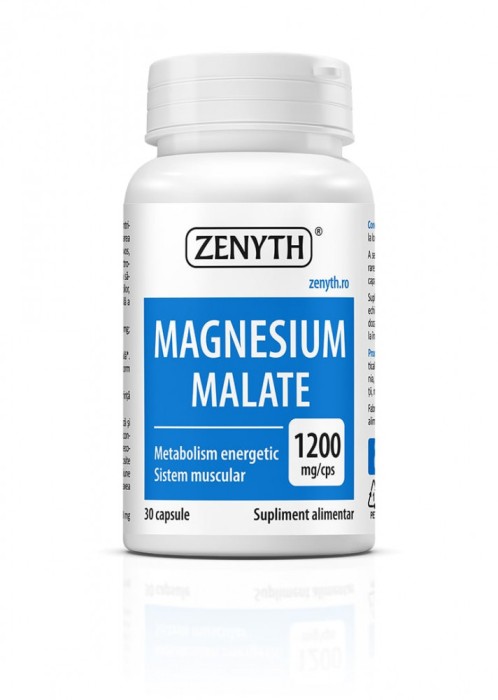 Magneziu Malate, 30 capsule, pentru sistemul nervos si muscular, reduce oboseala si extenuarea, ZENYTH