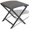 vidaXL Taburet Pliabil Negru Poliratan, 44x44x40cm, Cadru Otel, Maxim 110kg
