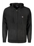 Hanorac cu fermoar barbati, cu mini logo brodat, Regular fit, negru, M