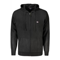 Hanorac cu fermoar barbati, cu mini logo brodat, Regular fit, negru, M