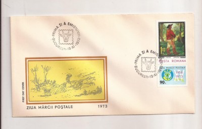 P5 Plic FDC-Prima zi a emisiunii- Ziua Marcii Postale, necirculat 1973 foto