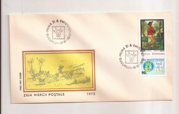 P5 Plic FDC-Prima zi a emisiunii- Ziua Marcii Postale, necirculat 1973