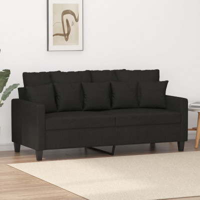 vidaXL Canapea cu 2 locuri, negru, 140 cm, material textil foto