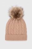 Medicine caciula culoarea bej, din tricot gros
