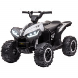 HOMCOM Quad Electric pentru Copii 3-5ani,12V ATV, Motocicleta pentru Copii Dublu Motor si 2 Viteze, Roti Late cu Suspensii si Faruri LED, Alb