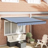 Cortina Retractabila Manual Albastru si Alb 350x250 cm tesatura