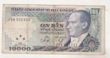 Bnk bn Turcia 10000 lire (1993) circulata