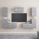 VidaXL Set de dulapuri TV, 7 piese, gri beton, lemn prelucrat