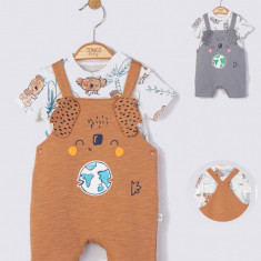 Set salopeta cu tricou de vara pentru bebelusi Koala, Tongs baby (Culoare: Gri, Marime: 3-6 Luni)