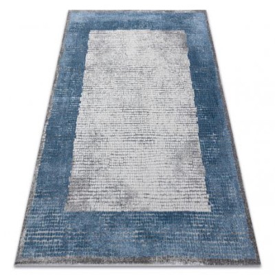 Covor NOBLE modern 9730 68 Cadru vintage - structural două niveluri cremă / albastru, 80x150 cm foto