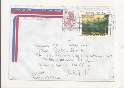 FD4 - Plic Circulat international Franta - Romania (Iasi ) , 1983 foto