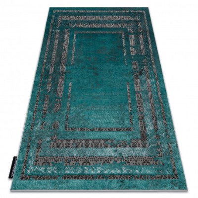 Covor DE LUXE modern 1516 Cadru vintage - structural verde / antracit, 160x220 cm foto