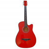 Chitara clasica din lemn IdeallStore&reg;, Red Raven, 95 cm, model Cutaway, rosie