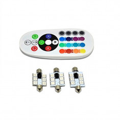 Bec SOFIT 39MM. RGB CU TELECOMANDA - 6 LED SMD 5050 RGB 12V (pret/set) foto