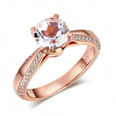 Inel Borealy Aur Roz 18 K Topaz 1 5 Ct Wedding Engagement Ring foto