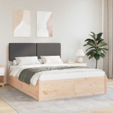 Cumpara ieftin Cadru de pat cu tablie tapitata Gri inchis 140 x 200 cm