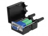 Terminal block 10 pini la VGA 15 pini mama + carcasa, Delock 66259
