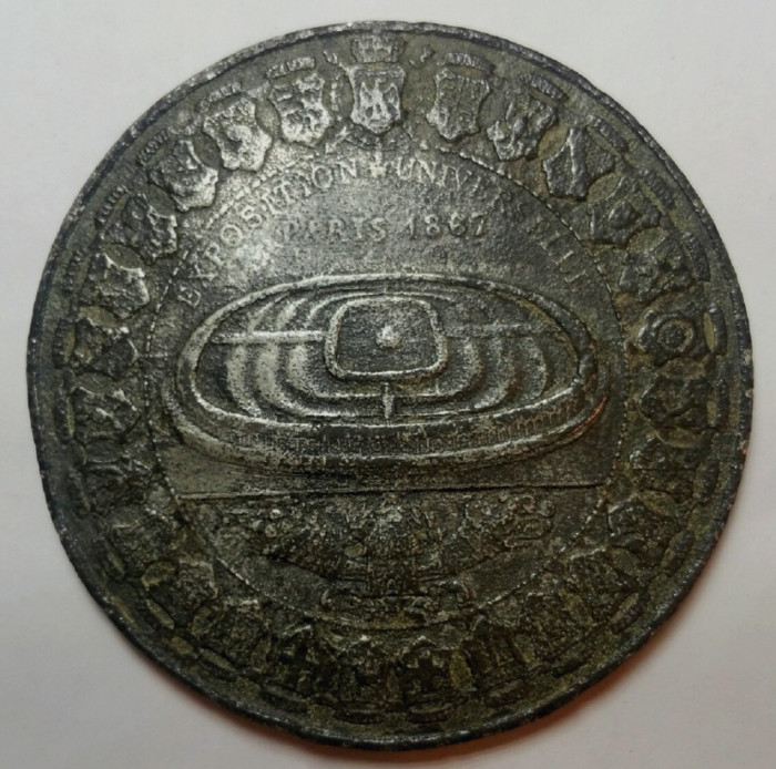 Medalie Napoleon al III-lea Exposition Universelle Paris 1867 RRR 50,5 x 4,3 mm
