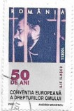 Romania (66) - 50 de ani - Conventia Europeana a Drepturilor Omului, 2000, oblit