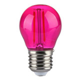 Bec led g45 e27 2w cu filament lumina roz, Oem