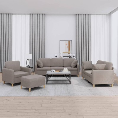 vidaXL Set de canapele cu perne, 4 piese, gri taupe, textil 3202085 foto