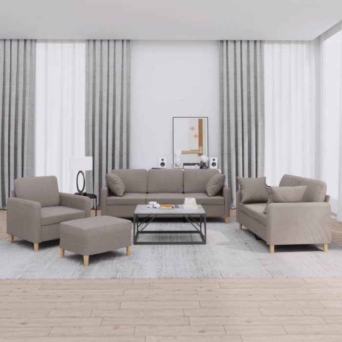 vidaXL Set de canapele cu perne, 4 piese, gri taupe, textil 3202085