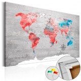 Cumpara ieftin Tablou din plută - Red Roam [Cork Map] 60x40 cm