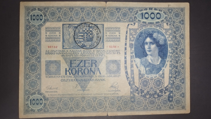 SD0158 Romania 1000 korona 1902 stampilata