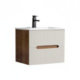 Cumpara ieftin Trent 60 dulap de baie inferior cu chiuvetă ceramică (2 sertare) sunset oak-alb