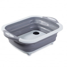 Uscator, scurgator pentru camping, Verk Group, silicon, pliabil, gri, 5 L, 40x30x12.5 cm