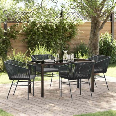 vidaXL Set de masă pentru grădină 5 pcs Negru Rattan poli 3380920 foto