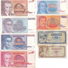 IUGOSLAVIA lot 8 bancnote diferite VF/VF+++!!!