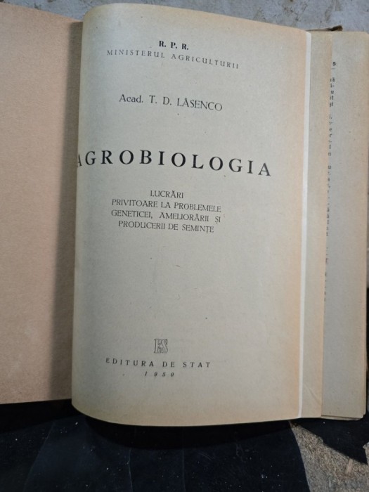 Agrobiologia - Acad. T. D. Lăsenco
