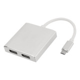 Convertor Bleu jour, USB-C - DisplayPort MST, dual 4K, 4K 30Hz, compatibil Thunderbolt 3, pentru Windows, Gri