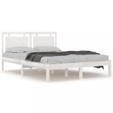 Cumpara ieftin Cadru de pat dublu, alb, 135x190 cm, lemn masiv