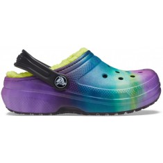 Saboți Crocs Kids&#039; Classic Lined Out of this World Clog Negru - Black/Lime Punch