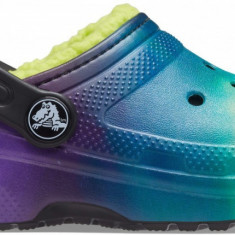 Saboți Crocs Kids' Classic Lined Out of this World Clog Negru - Black/Lime Punch