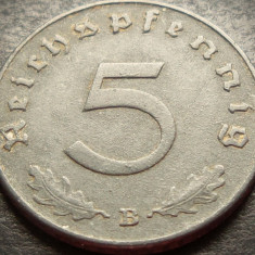 Moneda istorica 5 REICHSPFENNIG - GERMANIA NAZISTA, anul 1941 B * cod 1233
