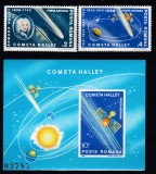 ROMANIA 1986 LP 1149 LP 1150 INTOARCEREA COMETEI HALLEY SERIE SI COLITA NEDANTELATA MNH