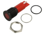 Lampă de control LED roșie, plată, &Oslash;16 mm, IP67, 24V