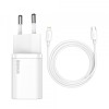 Incarcator Retea cu Cablu Lightning Baseus Super Si, 20W, 3A, 1 x USB-C, Alb TZCCSUP-B02, Apple