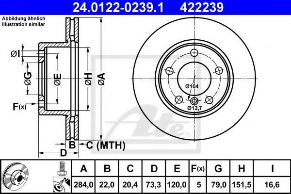 Disc frana BMW Seria 1 (F20) (2010 - 2016) ATE 24.0122-0239.1