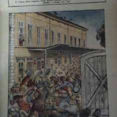 Ziarul Veselia : ALBINELE DIN GARA PIATRA - OLT, gravură, 1913