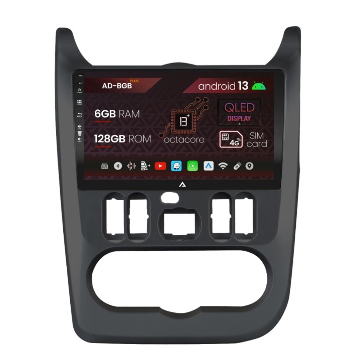 Navigatie Dacia Logan Duster Sandero (2009-2013), Android 13, B-Octacore 6GB RAM + 128GB ROM, 9 Inch - AD-BGB9006+AD-BGRKIT367B